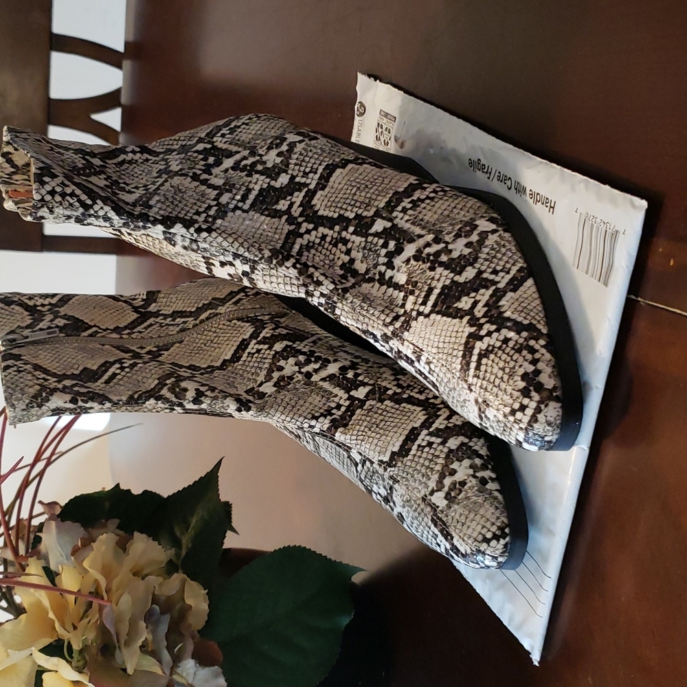 Snake print boots